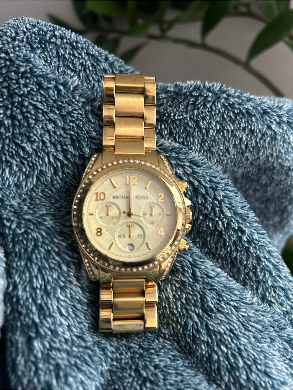 Michael Kors Gold-Tone Women’s Chronograph Watch with Crystal Accents